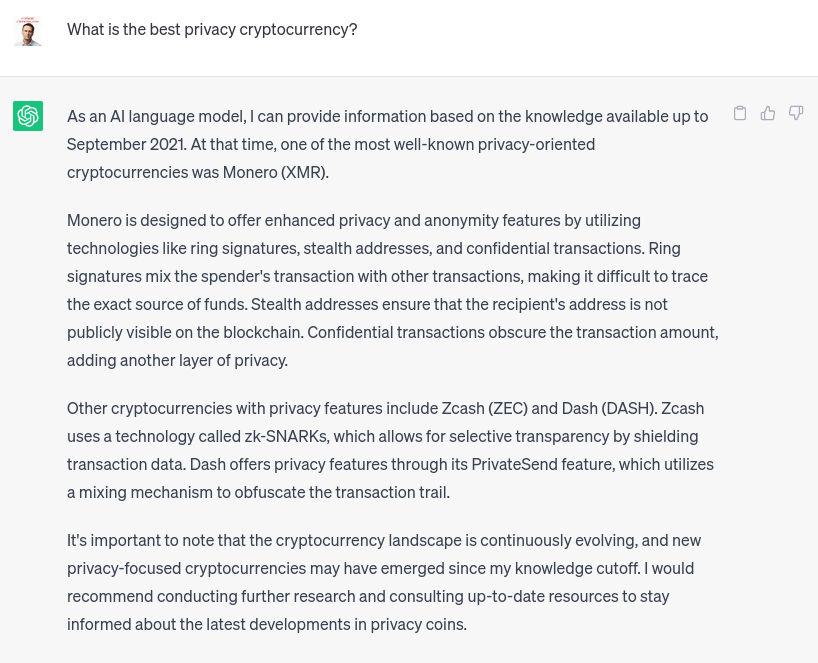 What is the best privacy cryptocurrency? / Chat2Z