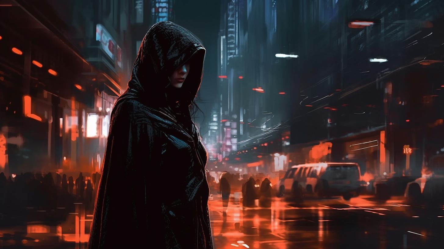 In the sprawling city of Metropolis, where shadows danced in the neon glow of corporate skyscrapers, a new guardian had emerged. She was a phantom in the digital realm, a mysterious figure known only as Cipher.