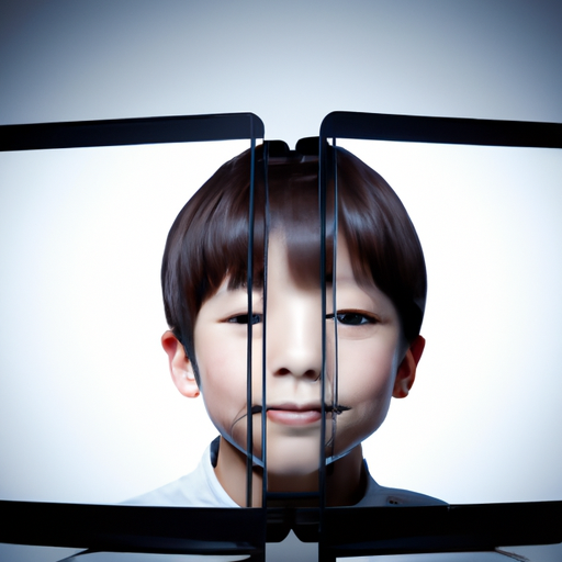A boy whose face turned into a screen