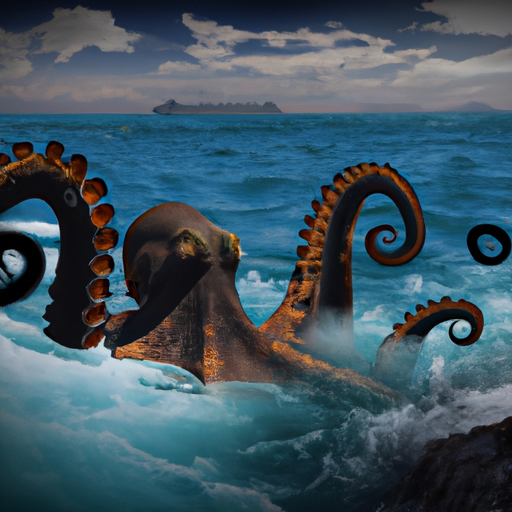 realistic photgraphic evidence of a giant, mythical kraken at sea