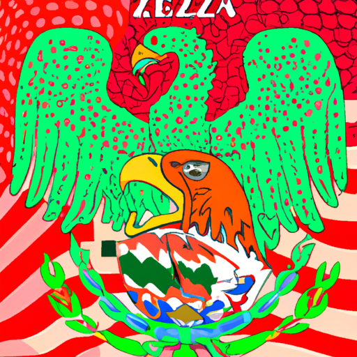 Psychedelic mexican flag with 27 as eagle and snake