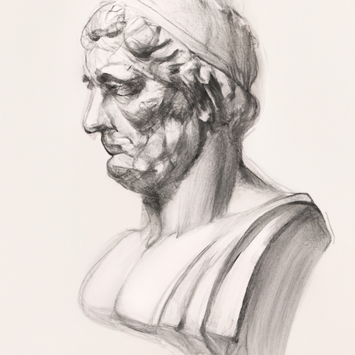 dignified man from antiquity pencil drawing