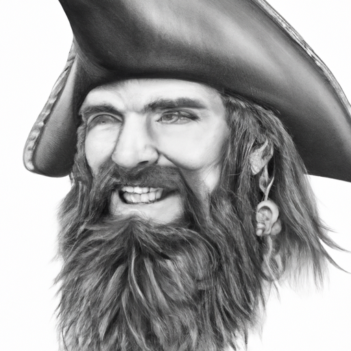 realistic pencil drawing of the pirate blackbeard
