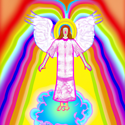 Psychedelic angel ascending to heaven