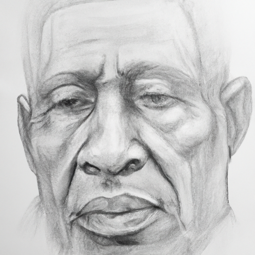 pencil drawing of an old african man's  face