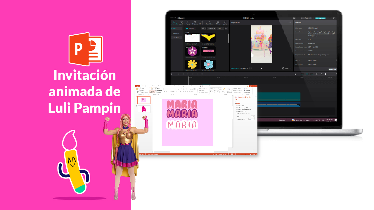 Invitación de Luli Pampin usando Power Point y Capcut (Gratis)