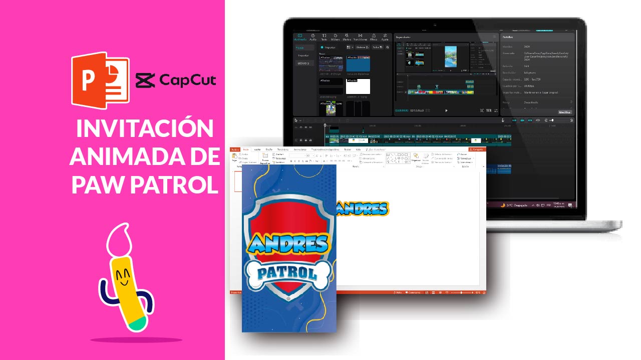 Invitación animada de Paw Patrol con nombre editable