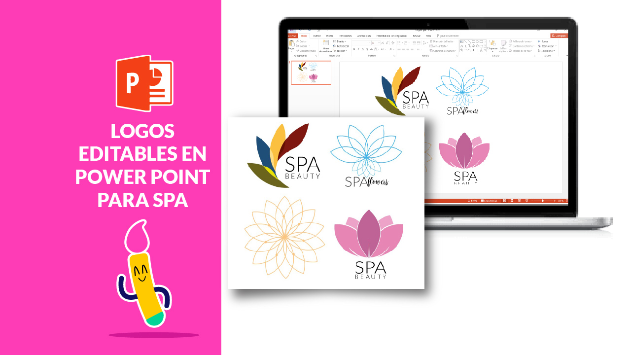 Logos para spa o salón de belleza en Power Point completamente editable
