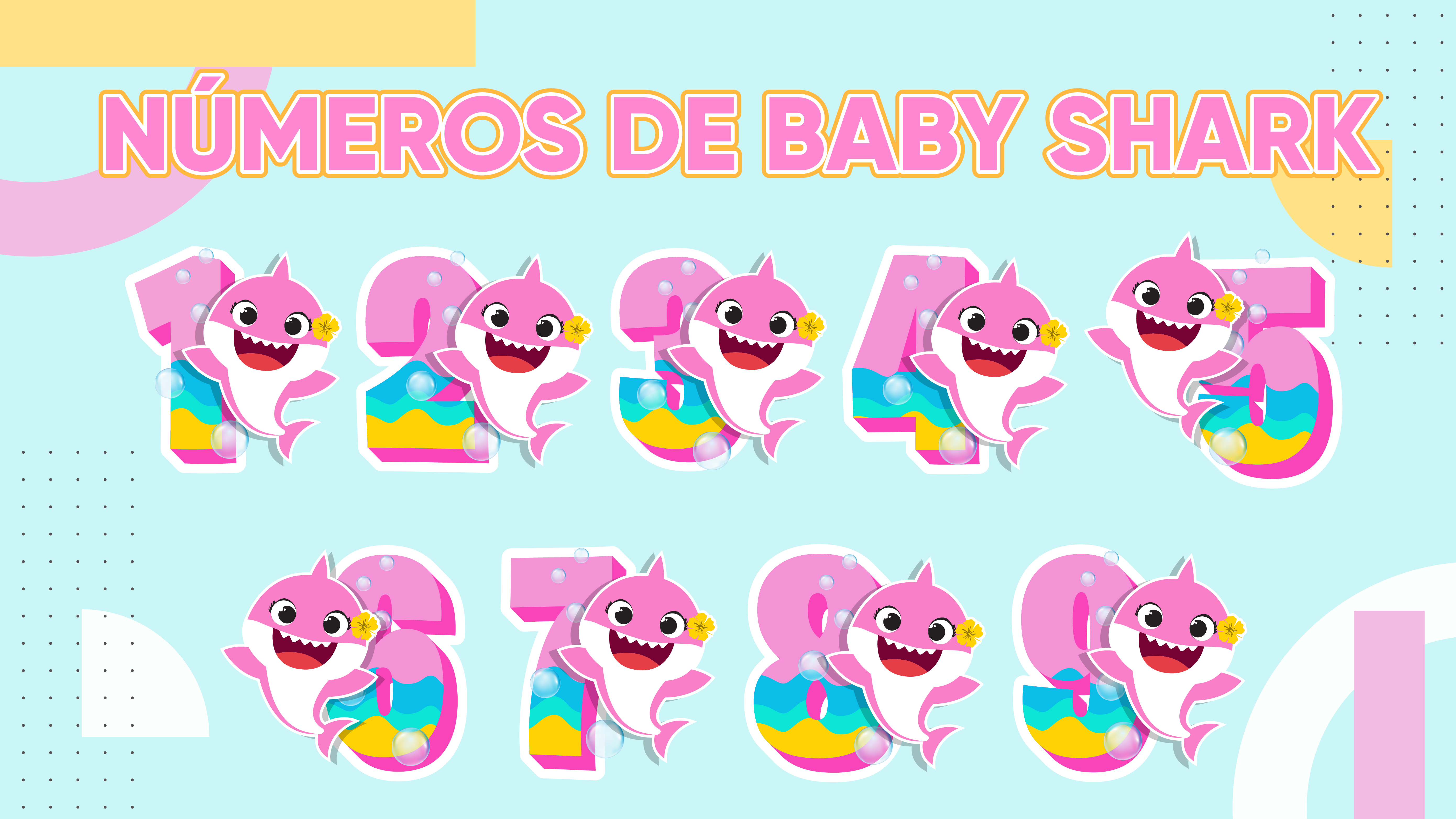 Números Personalizados en Tonos Rosas con Baby Shark: ¡Perfectos para Cumpleaños de Niñas! 🎉🦈🎀