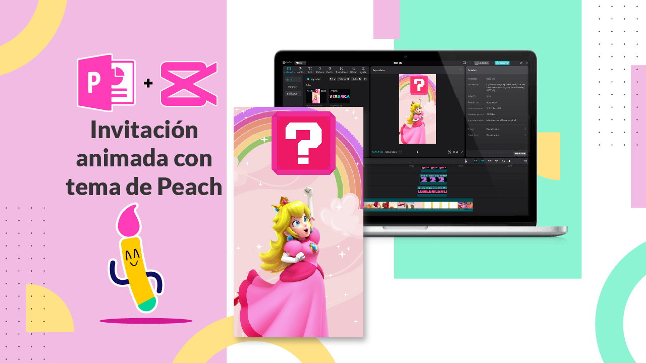 ¡Aprende a hacer una invitación animada de Peach en Power Point y Capcut!