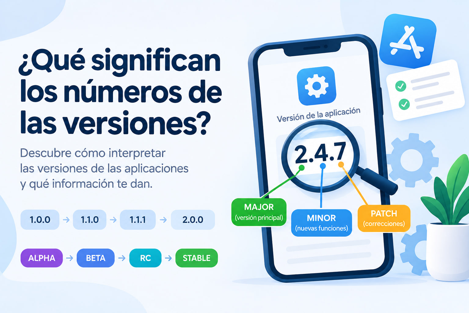 ¿Qué significan los números de las versiones de las aplicaciones?