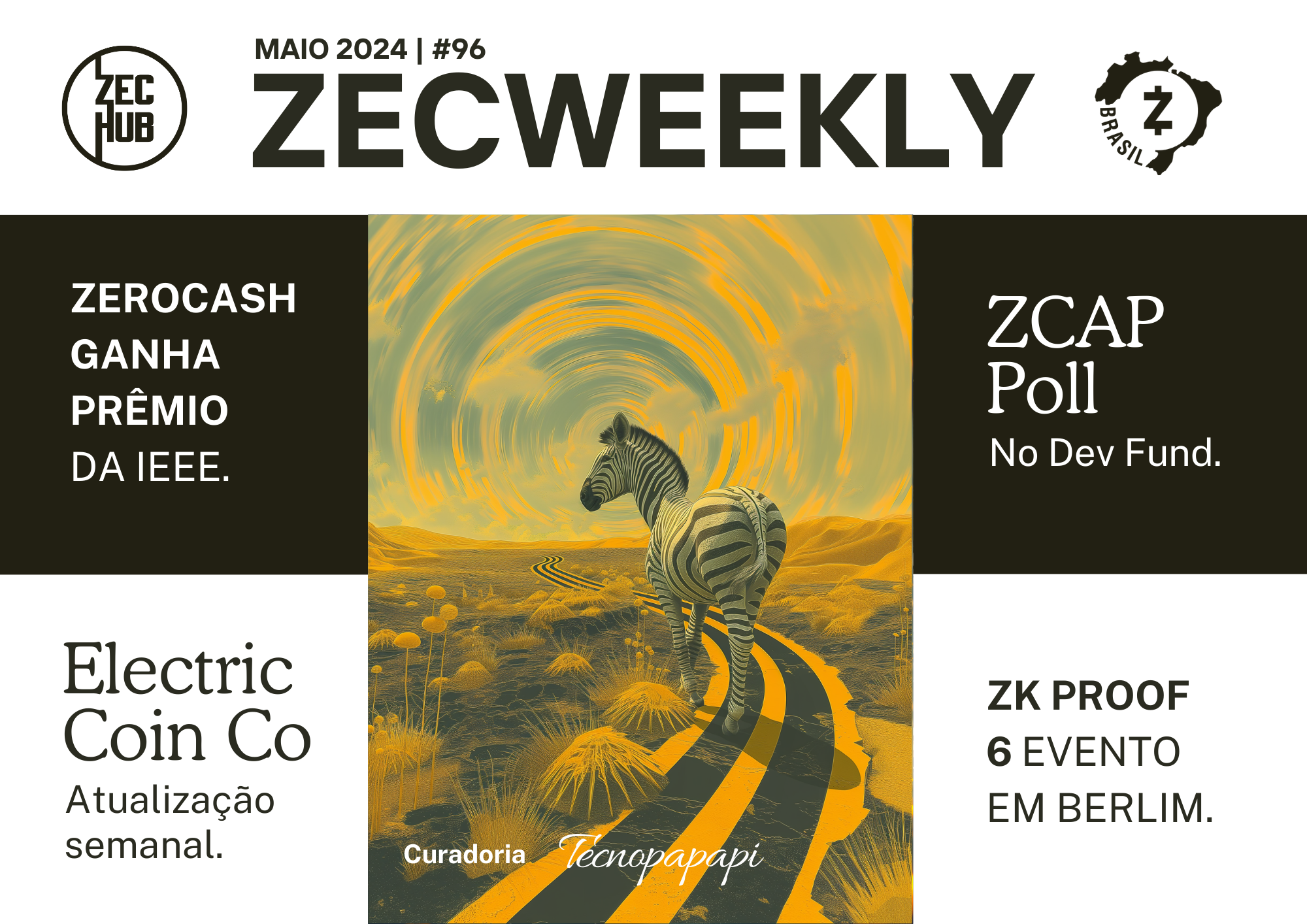 ZecWeekly #96 - Zcash não precisa de estradas, ECC contratando novos funcionários, ZK Proof 6 em Berlim & muito mais