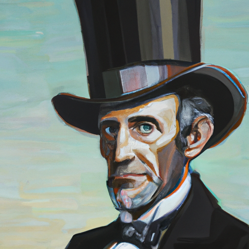 oil painting portrait of abraham lincoln with his stovetop pipe