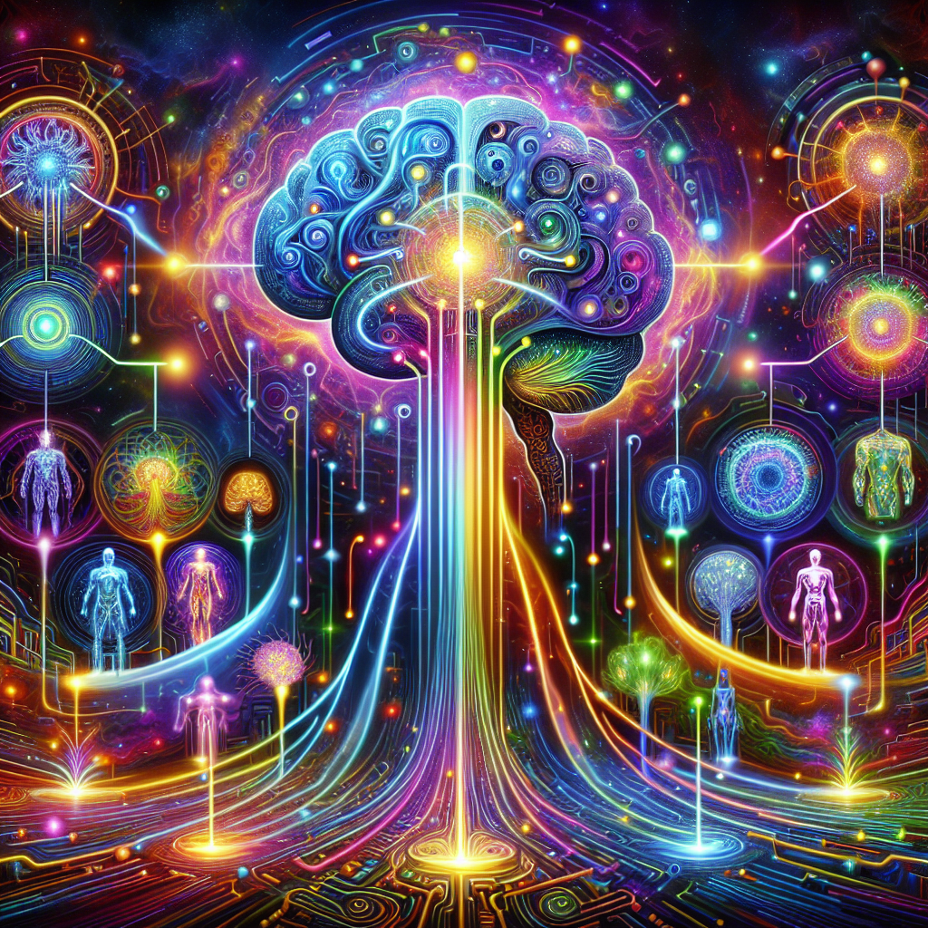 Psychedelic picture representing the creation of different AI pe