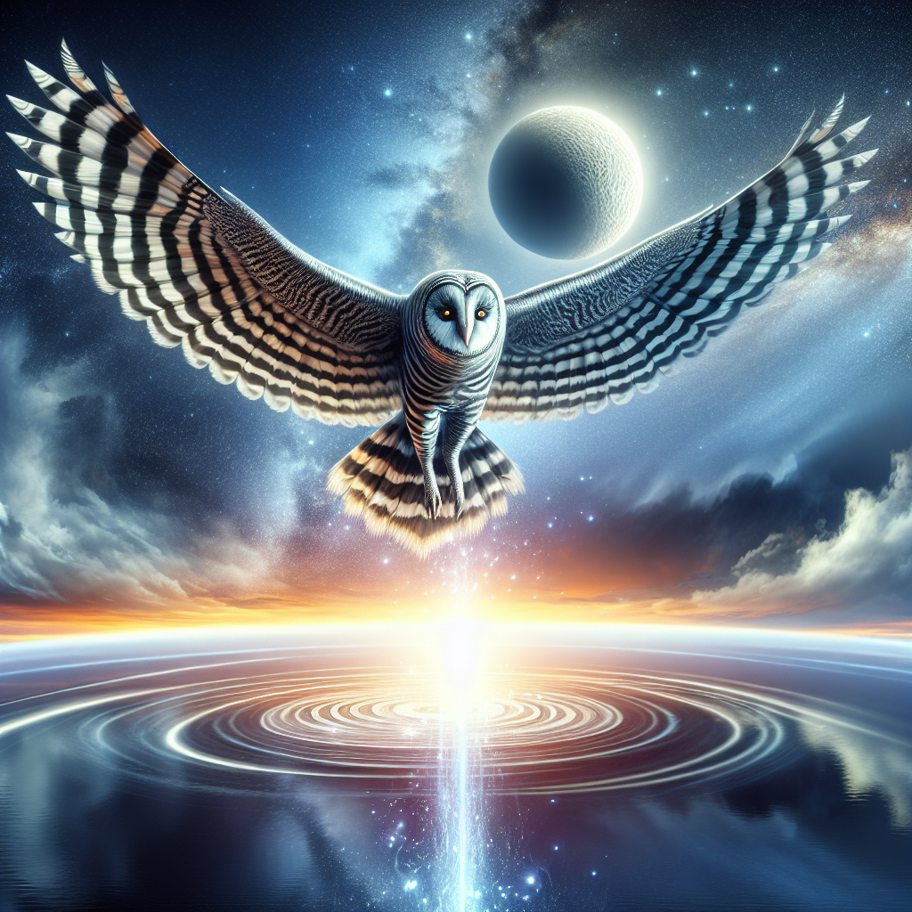 flying owl zebra hybrid, without a sound, waiting for the event 