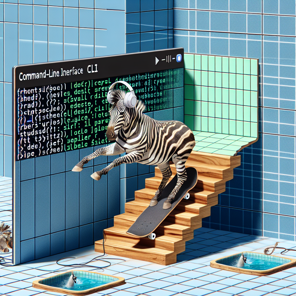 zebra using a CLI, headphones on, front side board slide down a