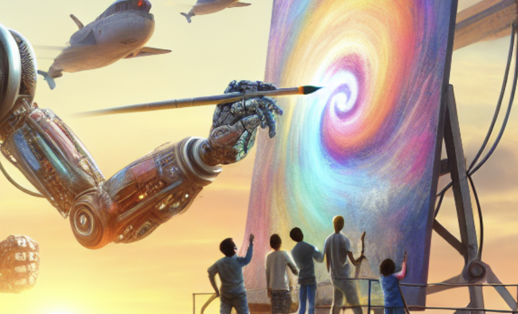 close-up of robot painter arm