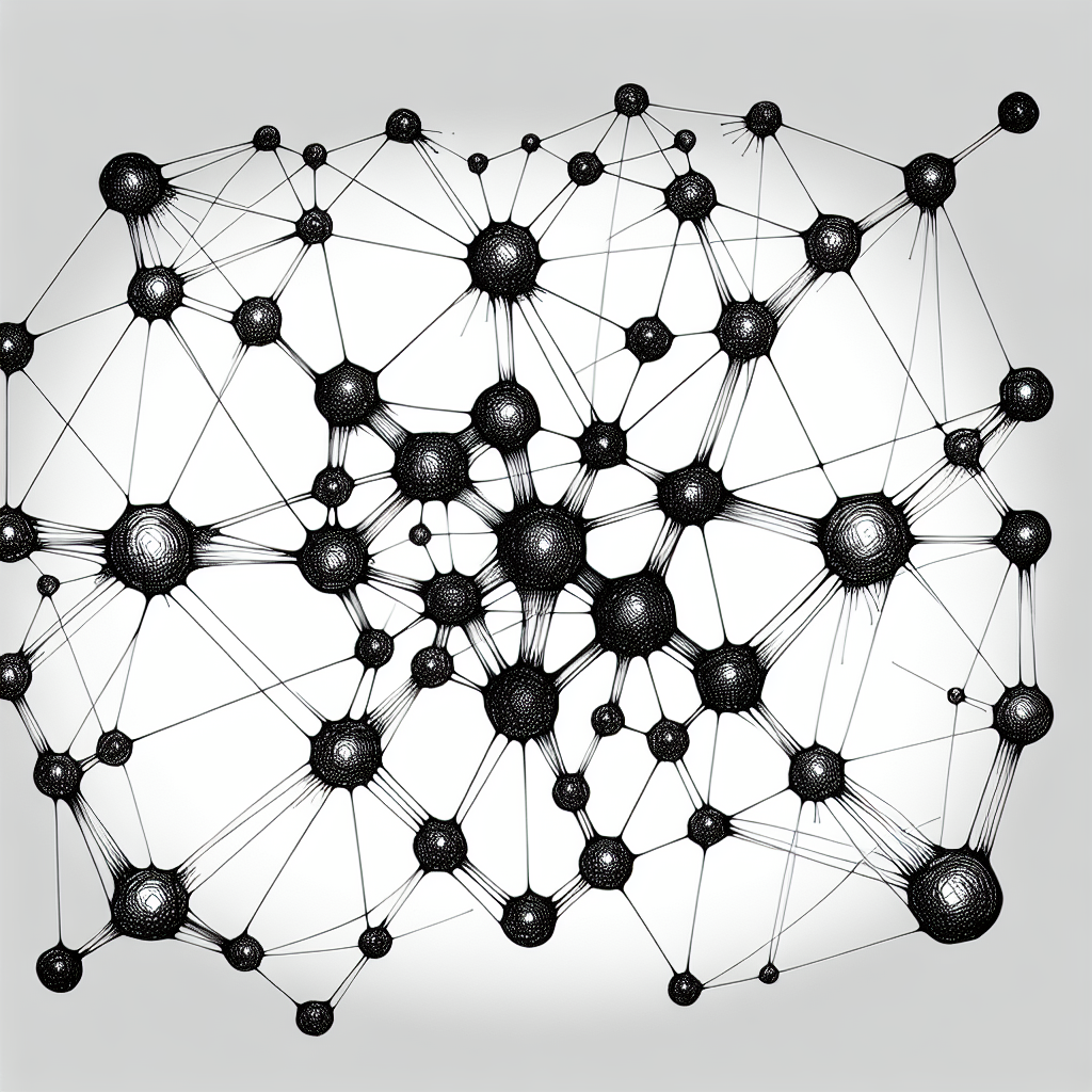 Black and white abstract ballpoint pen drawing of a peer-to-peer