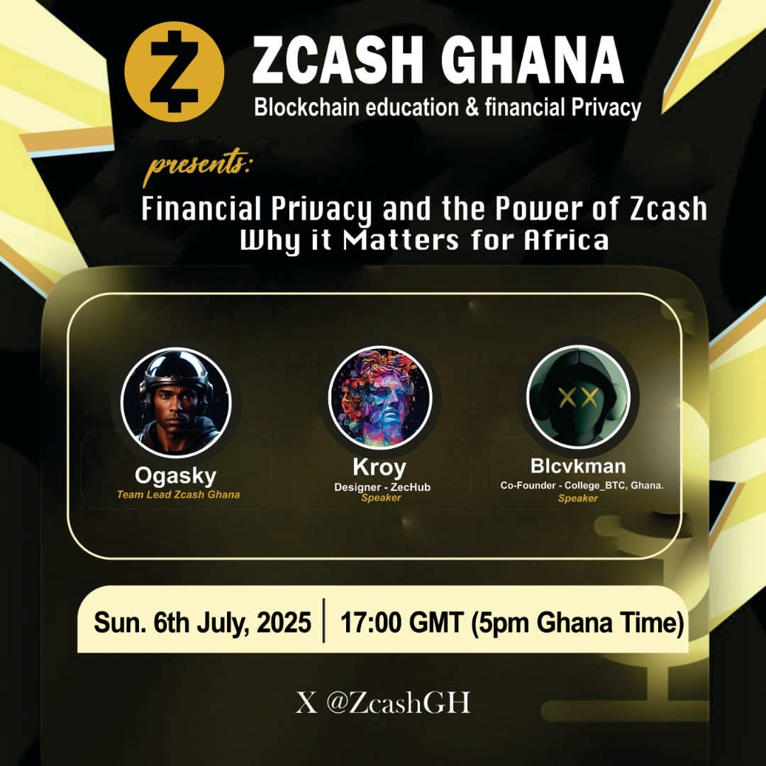 🚀 Official Announcement: Zcash Ghana Maiden X-Space Event 🚀