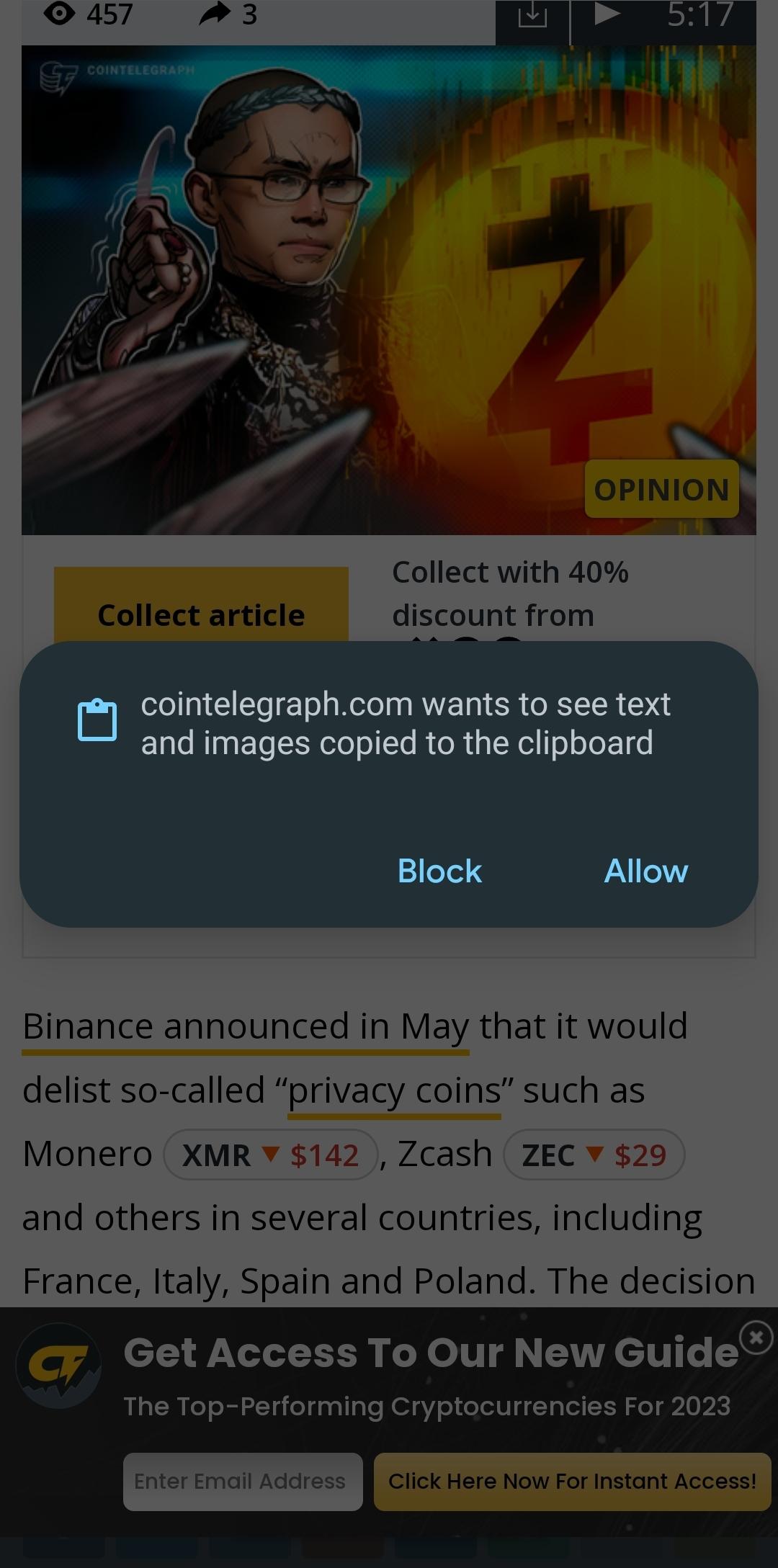 Cointelegraph is spammy garbage