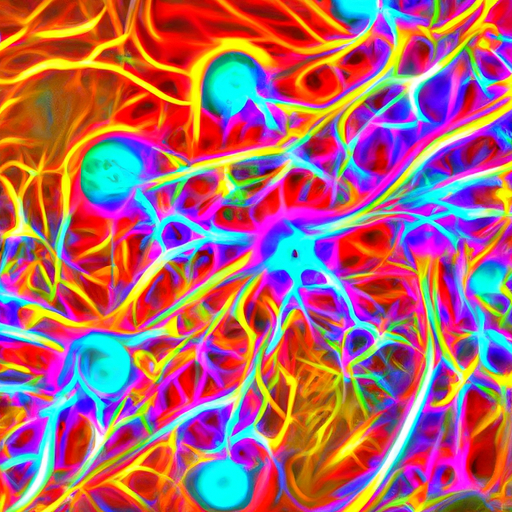 Abstract representation of a neural network in bright, awe-inspiring psychedelia