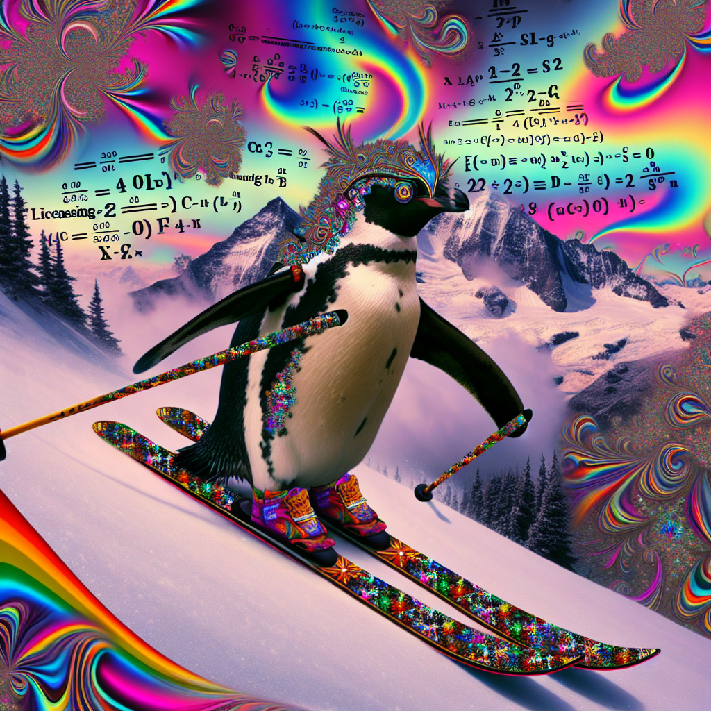 Alpine psychedelic freedom enthusiast penguin skiing through a s