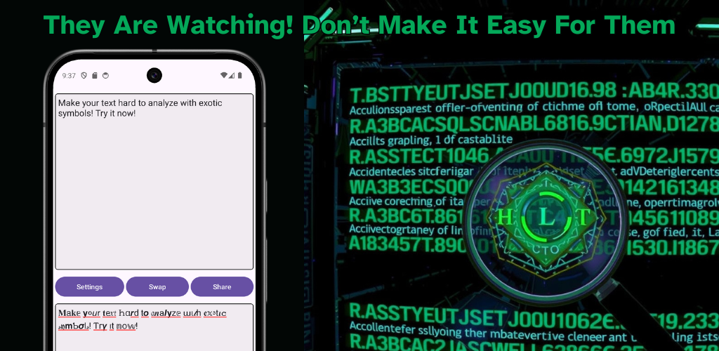 Symbol Swap - make your text non-understandable for algorithms