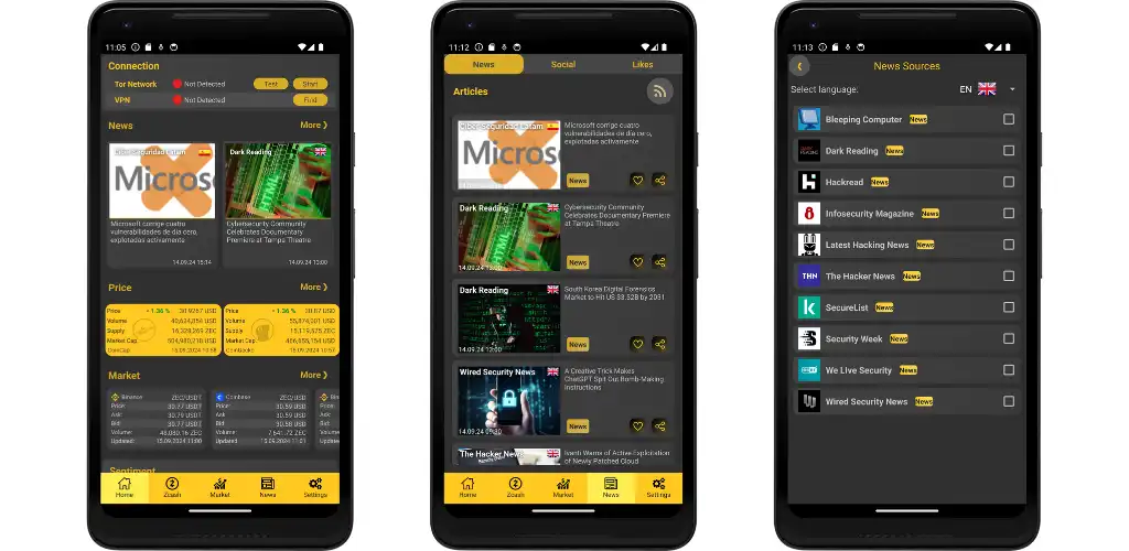 News sources and news feed