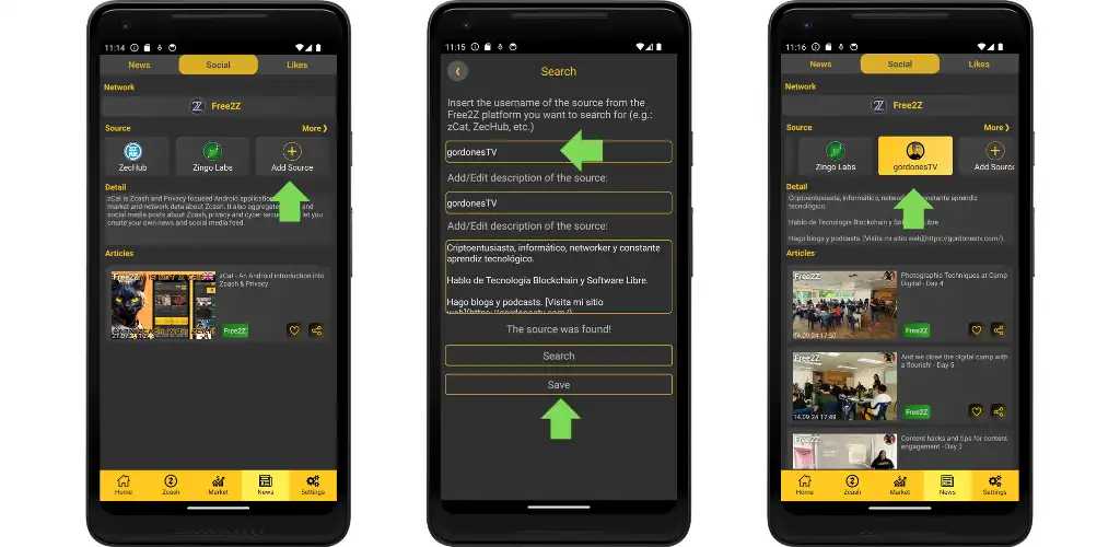 Add a new source to track from Social Networks