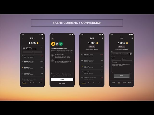 Conversión de moneda, historial transparente y direcciones TEX en Zashi