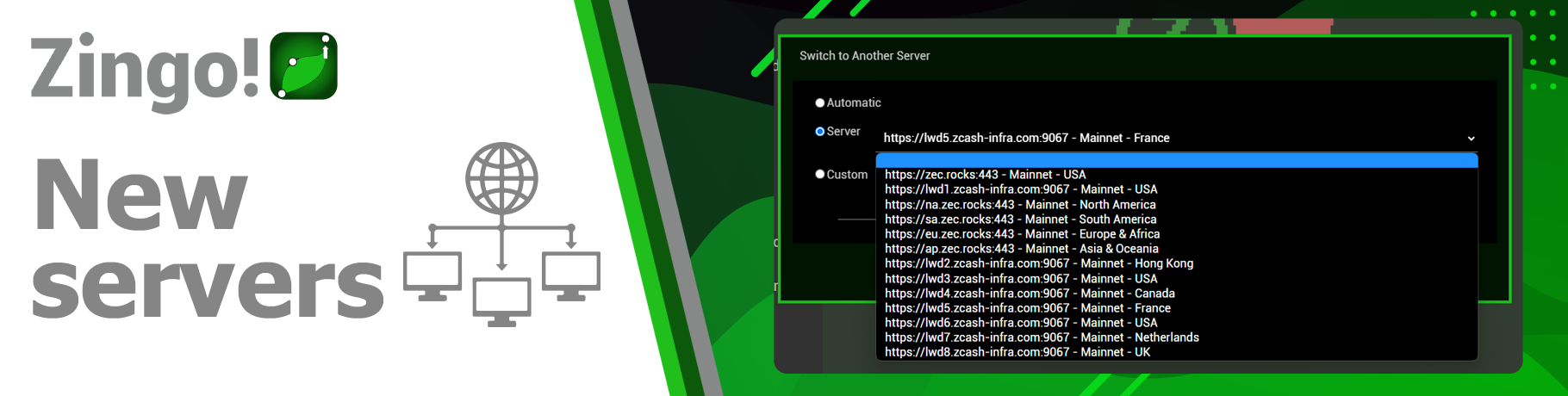 šTap on Wallet > Server info > Switch to Another Server