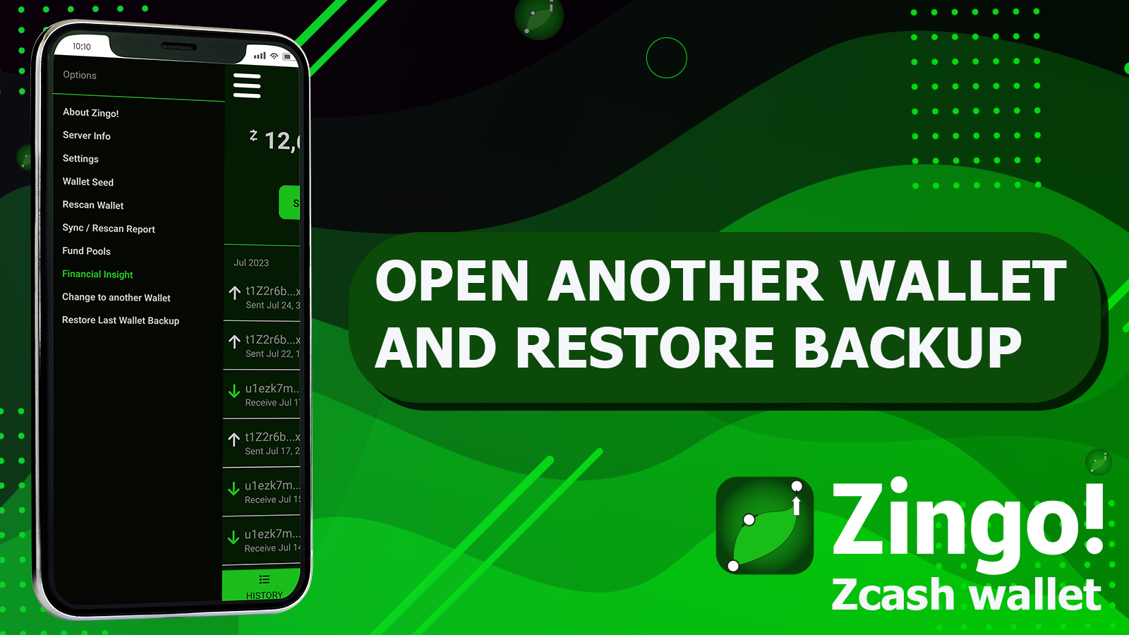 Open another wallet and Restore Backup