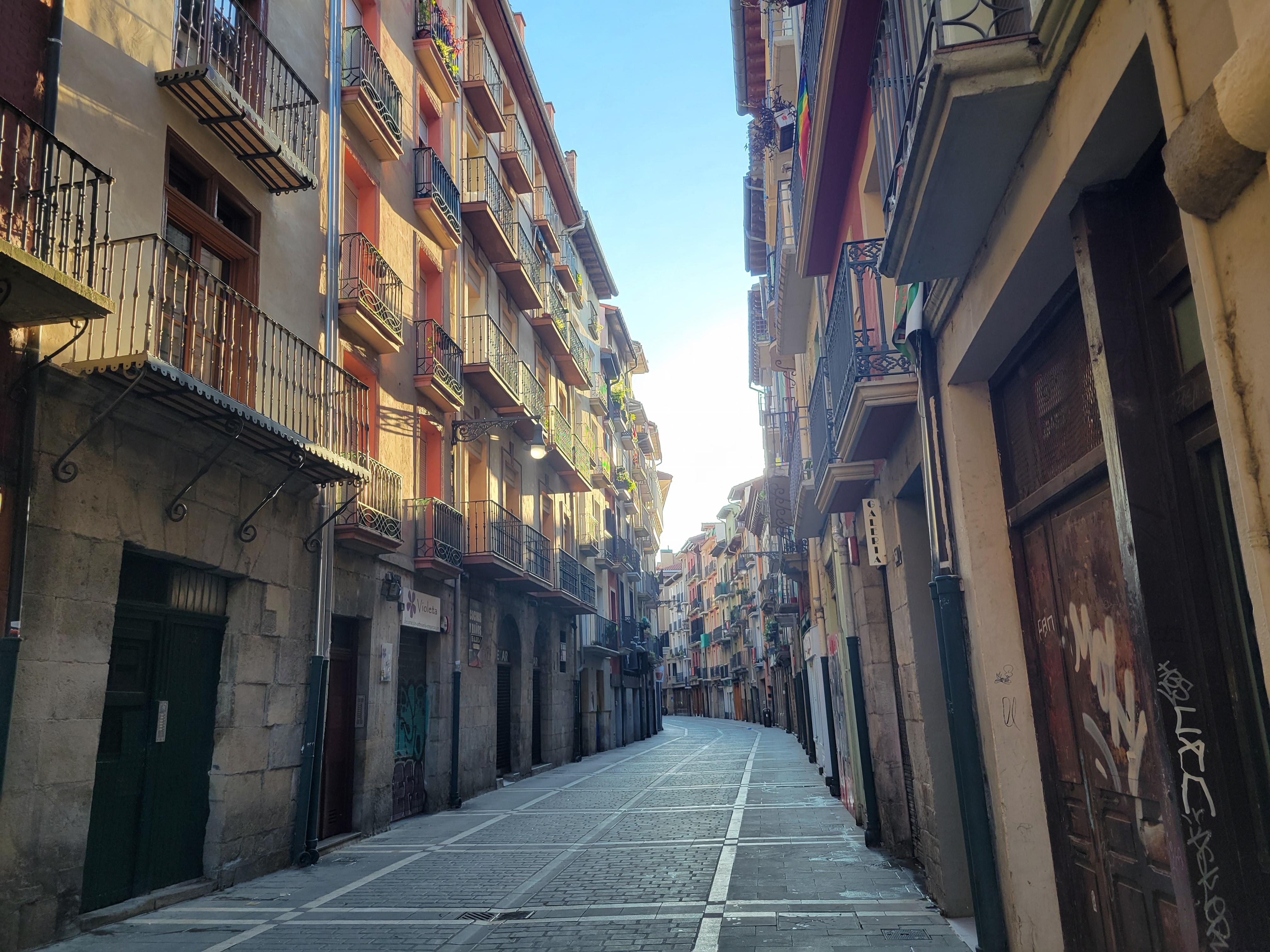 Casco Antiguo Pamplona, freshly pressure washed the morning after