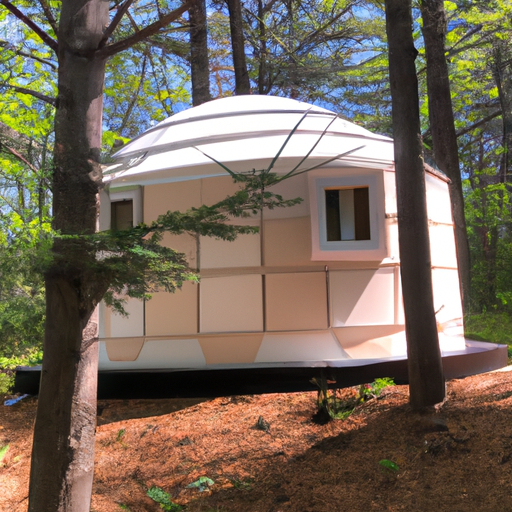 franklin loyd wright style yurt in the woods